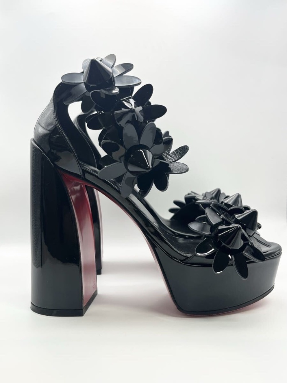 Christian Louboutin Daisy Spikes Alta 130 Black Patent Platform Sandals EU 36 - Picture 4 of 10